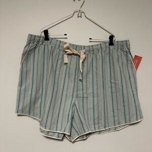 Blue and Green Striped Sleep Shorts‎